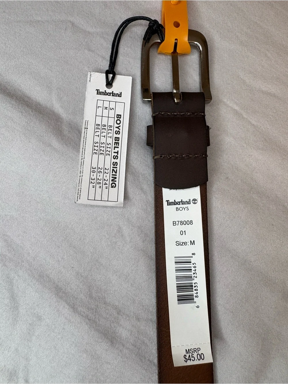 Timberland Boys Brown Genuine Leather Belt Size M 26-28 NWT